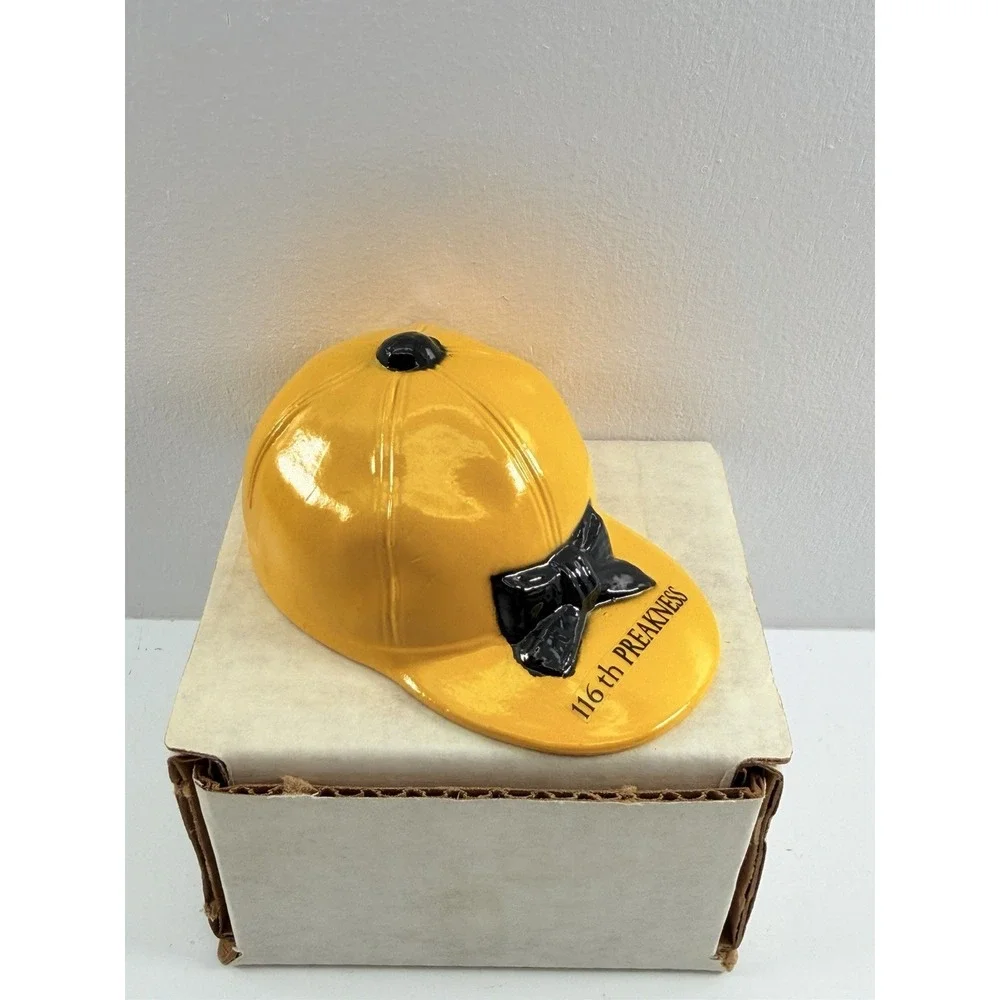 Rare 116th Preakness Jockey Cap Bottle Opener '91 Yellow Blk Horse Racing Metal